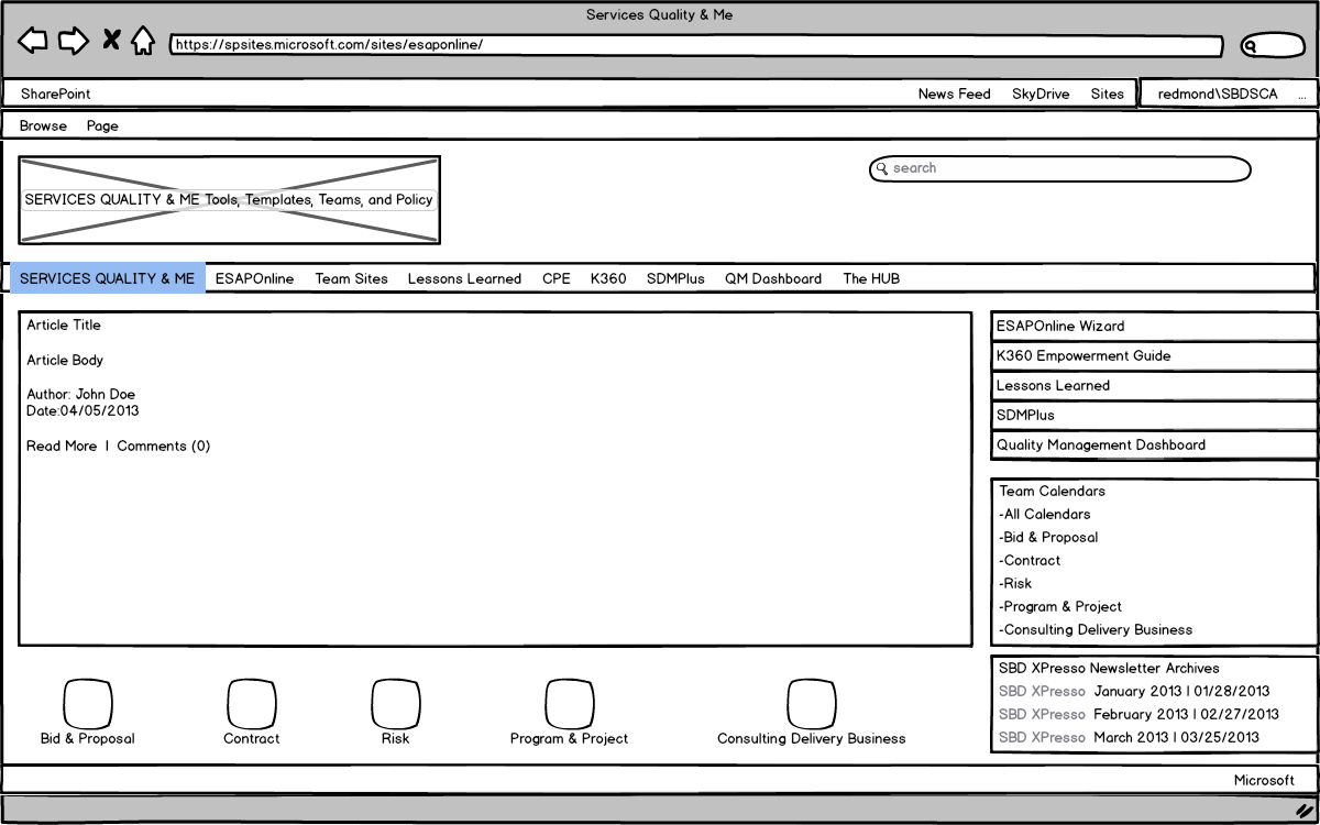 SQM Landing Page Wireframe